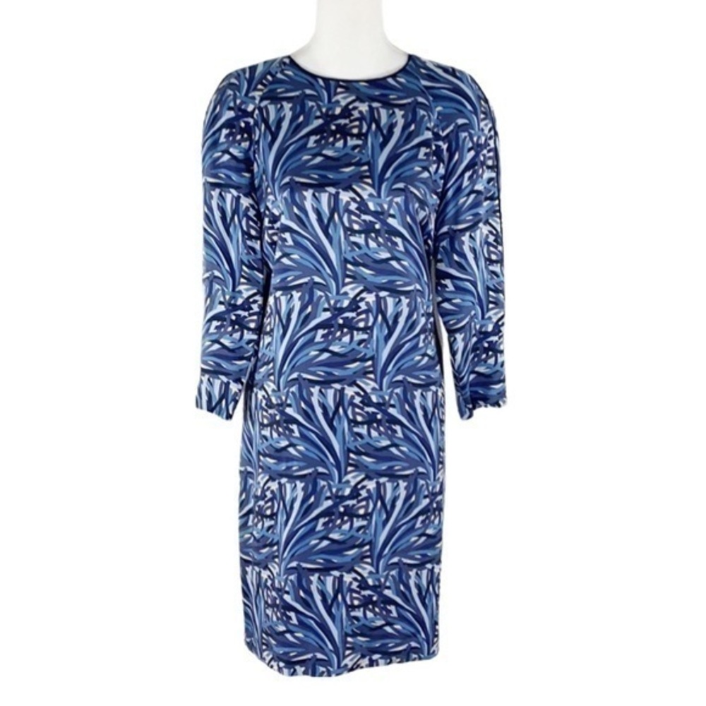 Brooks Brothers blue cream print silk dress